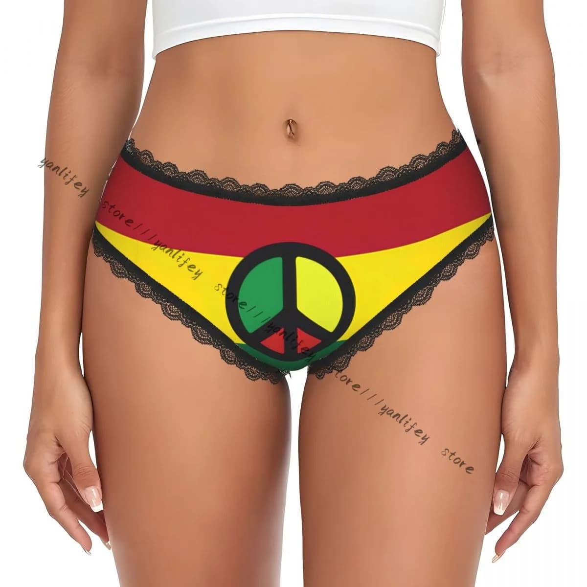 Eleganti Slip in Pizzo a Vita Bassa per Donna, Cultura Reggae Giamaicana, Bandiera dei Caraibi, Mutandine Sexy