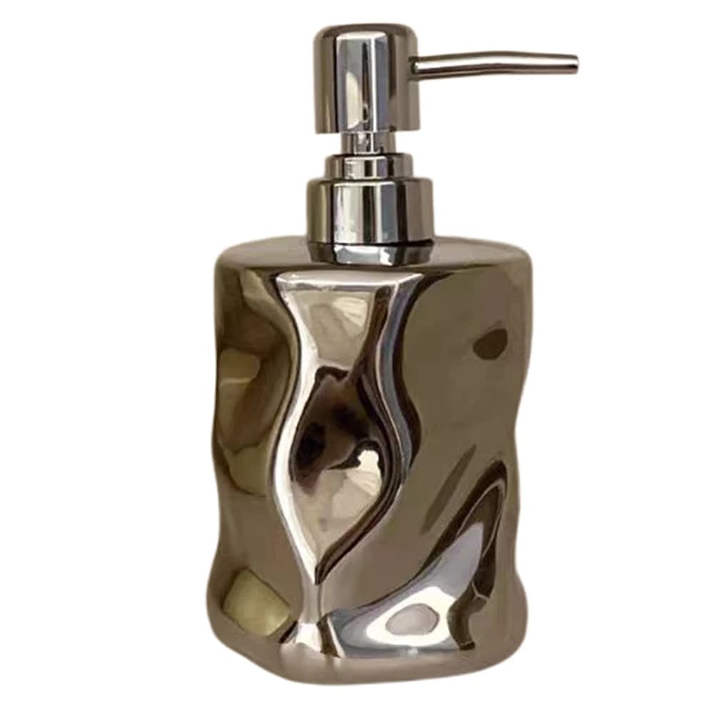 Bottiglia di lozione in ceramica Dispenser di sapone argento irregolare creativo Disinfettante per le mani Gel doccia Sub-bottiglia Luce Decorazioni per il bagno di lusso