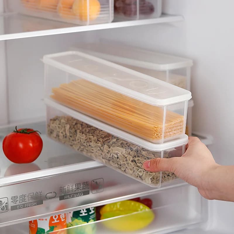 Contenitore Rettangolare per Pasta in Plastica, Organizzatore per Frigorifero, Conservazione di Frutta e Verdura