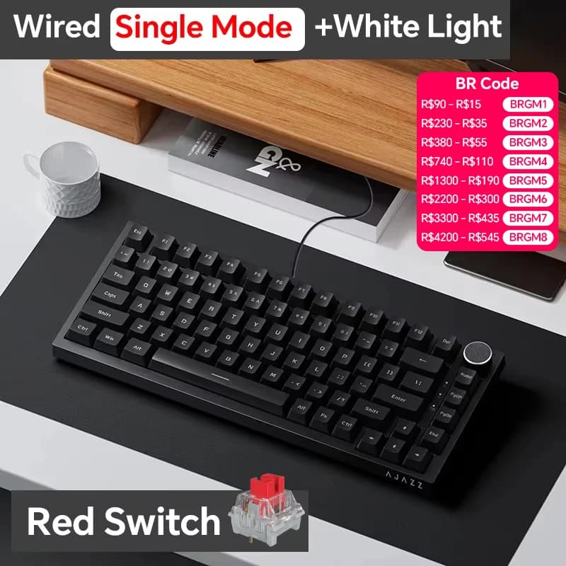AJAZZ AK820/Pro Wireless Mechanical Keyboard Bluetooth 5.1 2.4G USB-C Wired Hot Swappable RGB Gaming Keyboard Gasket Mount with