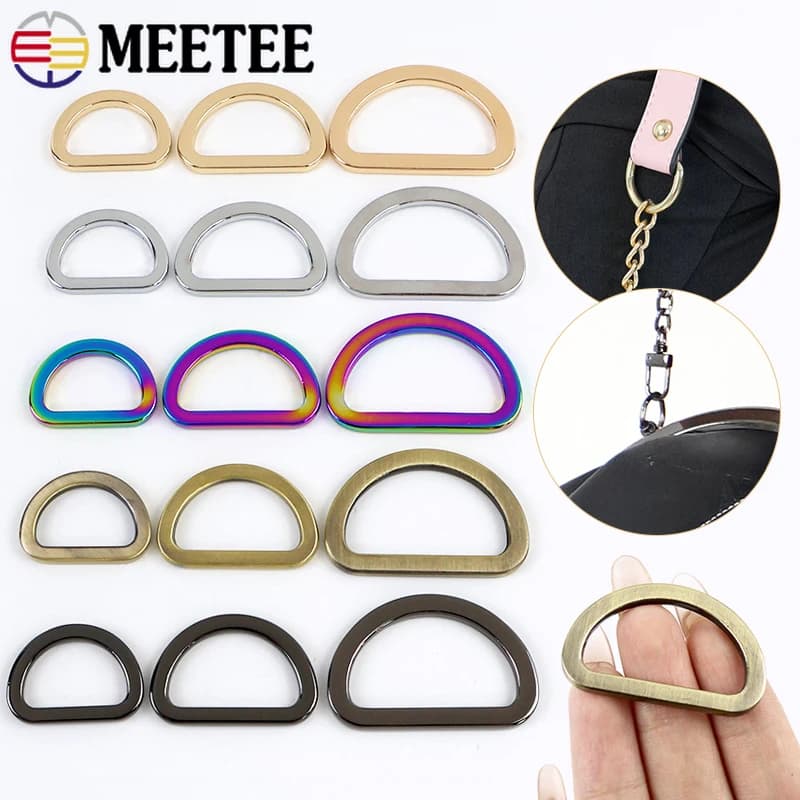 10/20 Pezzi Fibbie ad Anello a D in Metallo da 16-38mm, Ganci in Pelle per Cinture, Chiusure Regolabili per Collari di Animali Domestici, Accessori Fai-da-te per Borse