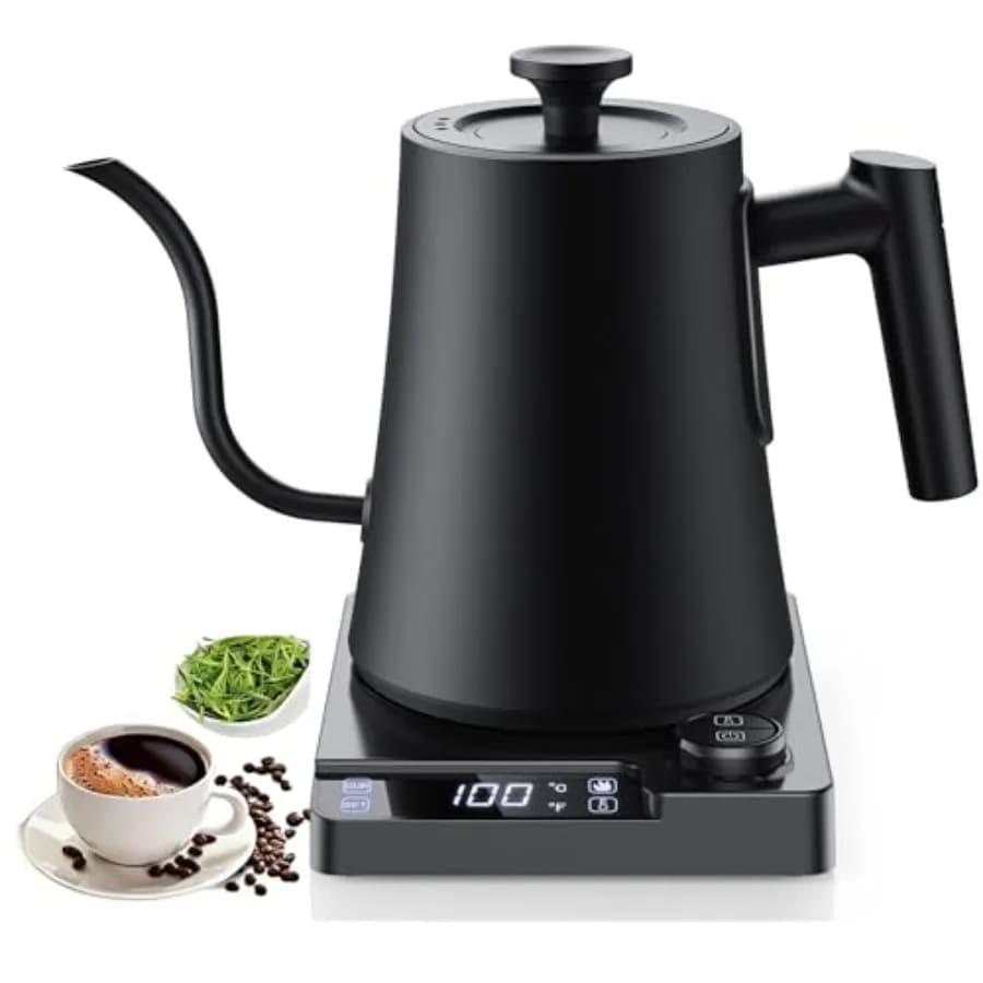 Gooseneck Electric Kettle with ±1℉ Temperature Control and Keep Warm for Pour Over Coffee and Tea Rapid Boil 304 Stainless Stee