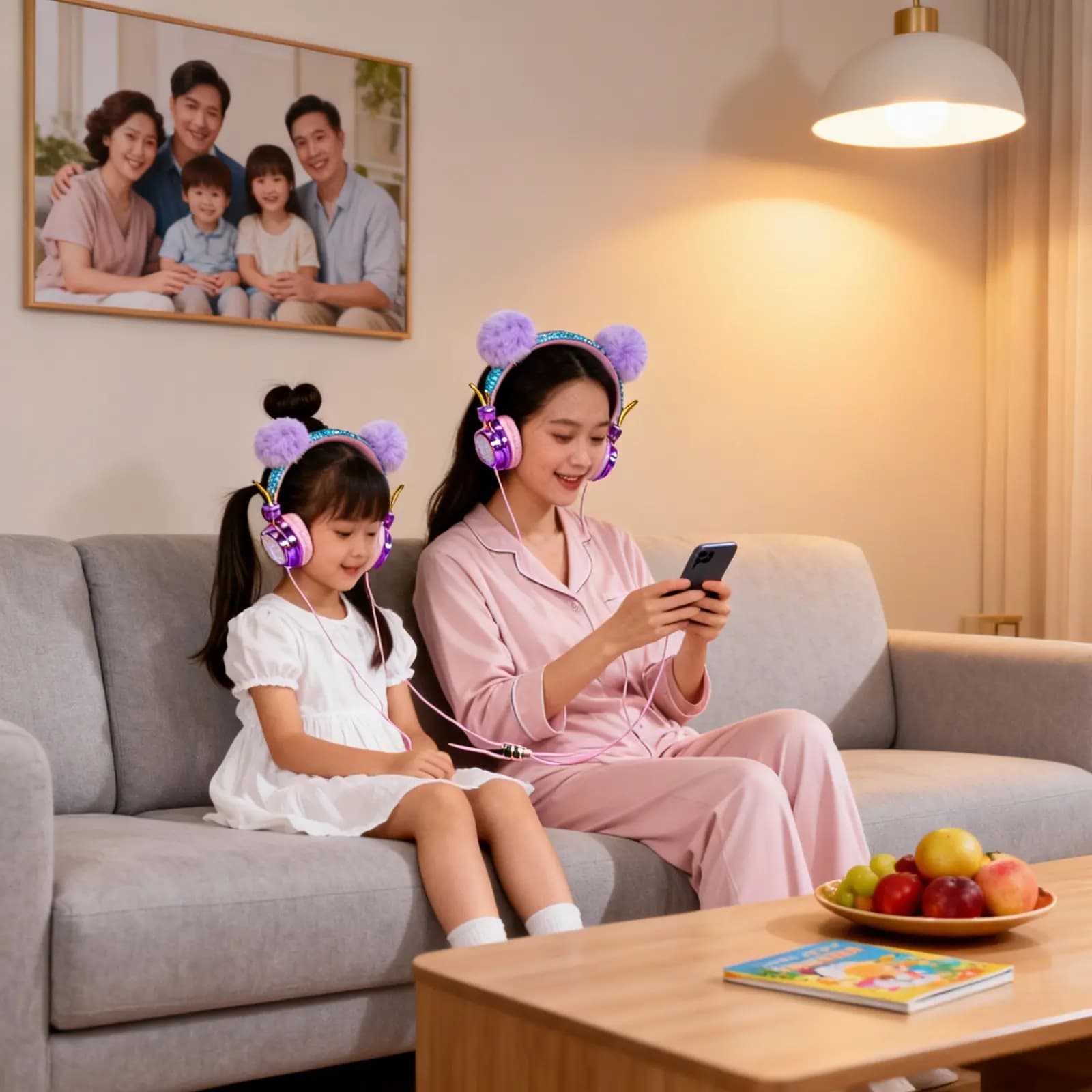 Cuffie per Bambini con Strass e Glitter, Microfono Integrato, Limitatore di Volume, Fascia Regolabile, Compatibili con Telefono, Tablet e Laptop