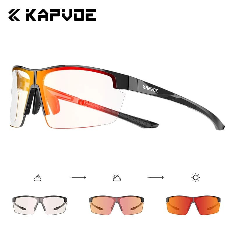 Kapvoe Sunglasses Foldable Portable Photochrome Glasses Light Cycling Bicycle Man Woman Sports Glasses MTB UV400