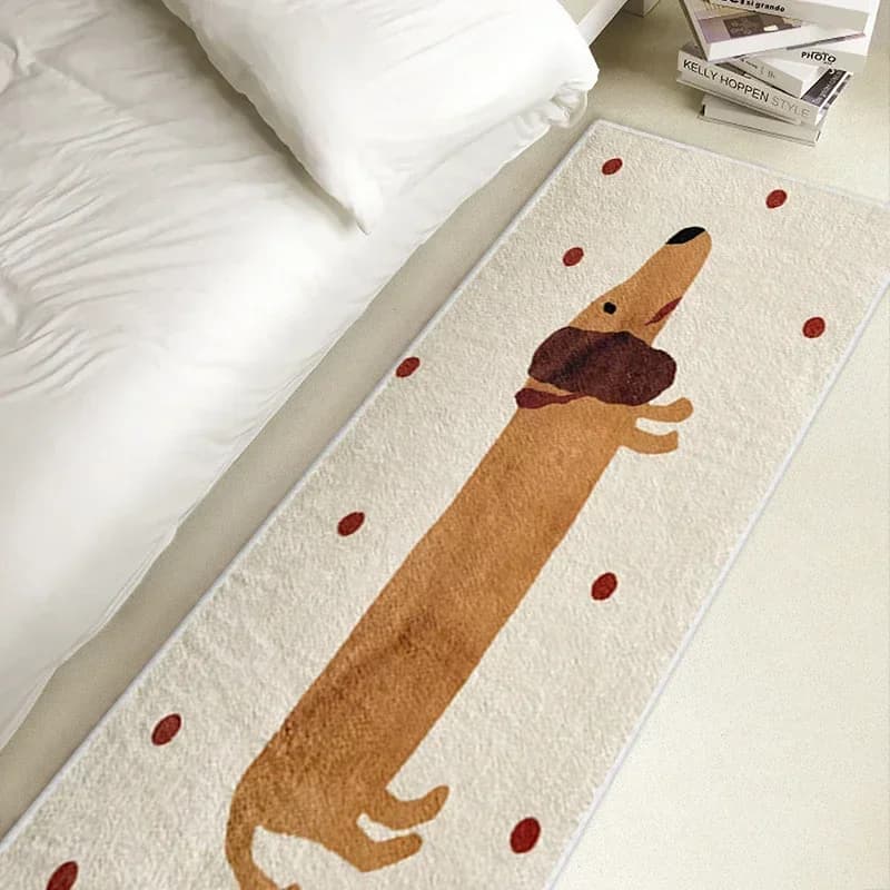 VIKAMA Tappeto da comodino per cani bassotto per corridori, camerette e camere da letto, decorazioni per la casa accoglienti, morbido, delicato sulla pelle e facile da pulire