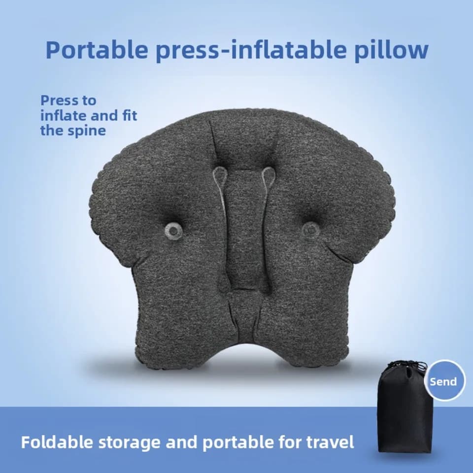 Cuscino Lombare Gonfiabile Portatile in Cotone, Ergonomico per Casa, Ufficio, Auto, Campeggio, Lettura e Riposo a Letto