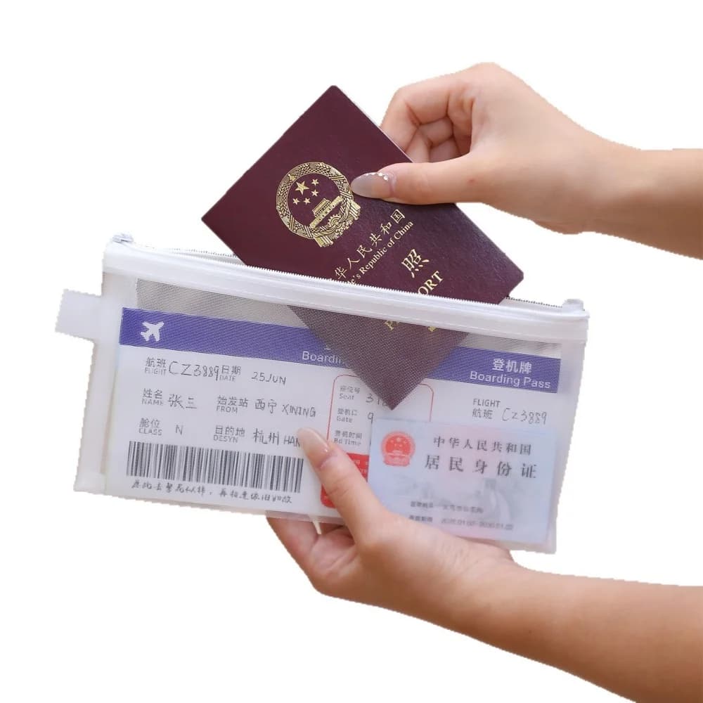 Mini PVC Passport Portable Ticket ID Card Organizer Bag Holder Travel Zipper Document Pouch For Business Trip Storage