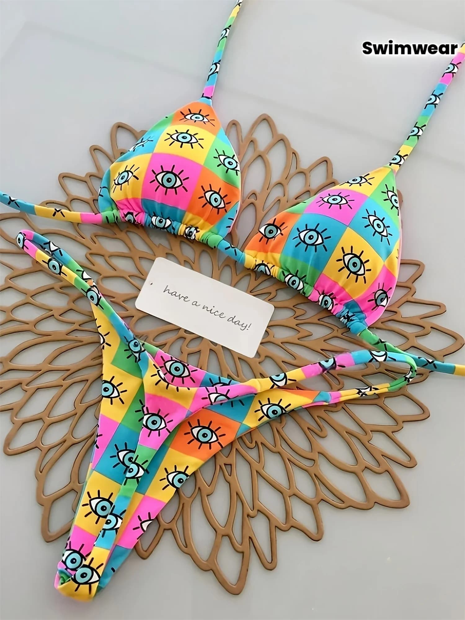Costume da bagno bikini con vita regolabile, costume da bagno bikini estivo da donna, costume da bagno per le vacanze, abbigliamento per gli amanti della spiaggiaCV
