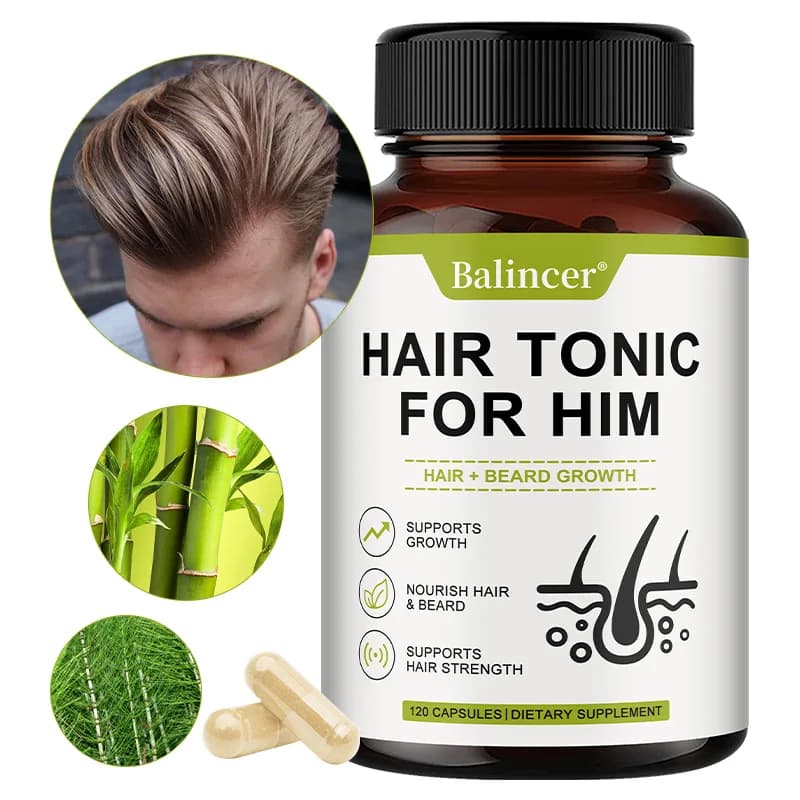 Biotin capsules - with multivitamins, supplement for growth of beard for men, support regrowth and hair health, promotes hair thickness