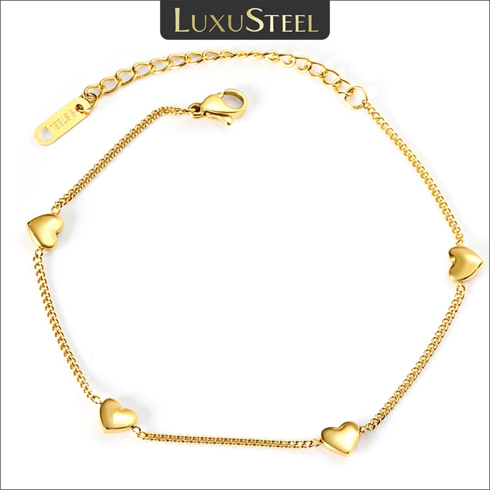 LUXUSTEEL Tiny Mini Heart Charm bracciali per le donne ragazze gioielli di moda in acciaio inossidabile regali di san valentino