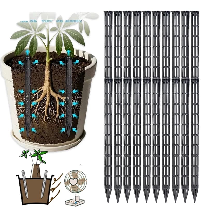 10Pcs Plant Aeration Tubes for Pots -Root Rot Prevention,Prevent Overwatering for Healthy Roots, Gardening Tools Suitable
