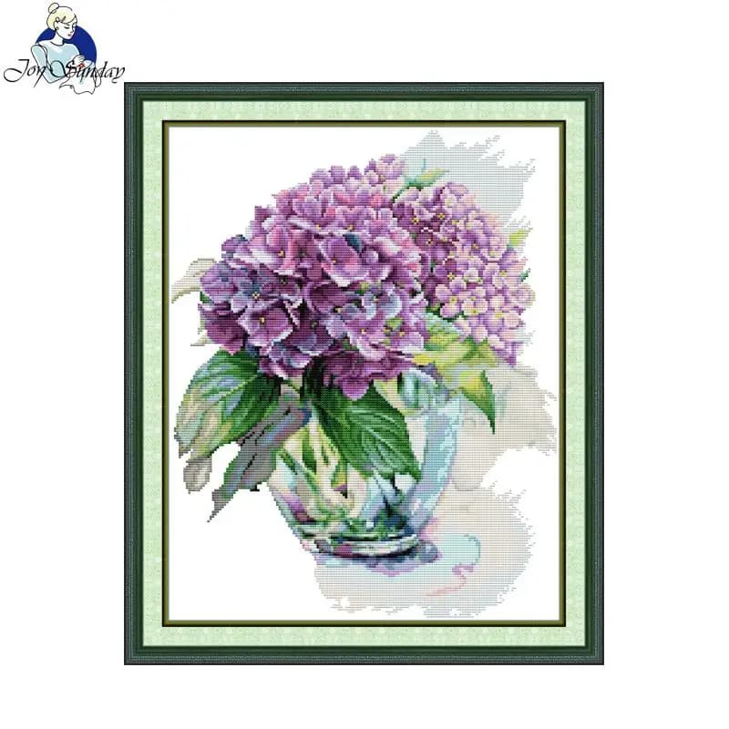 Joy Sunday Kit punto croce Ortensia HD Modello Aida 16CT 14CT 11CT Contati stampato Canva Kit ricamo fai da te Decorazioni per la casa Nuovo