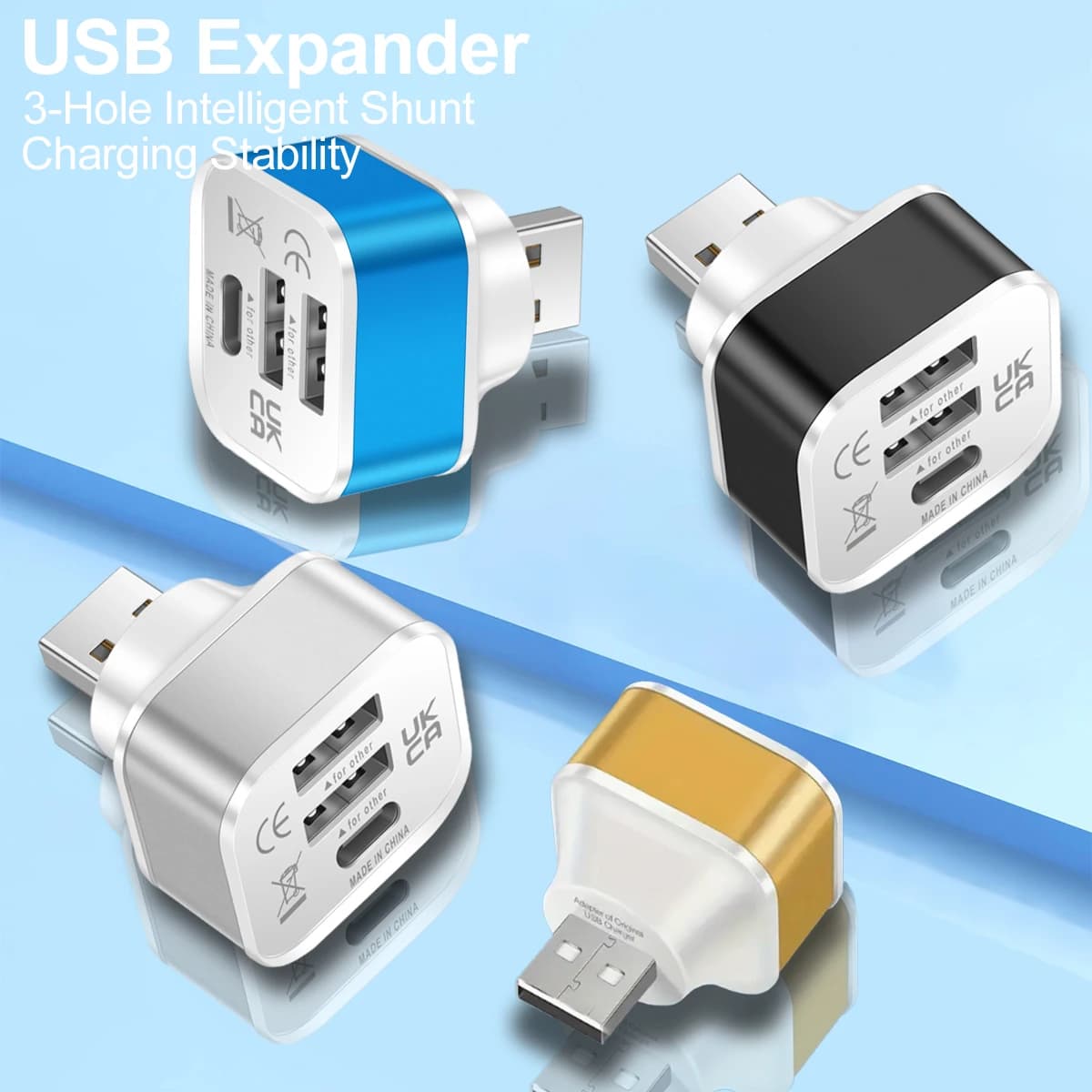USB Hub to 3 Doors, Mini USB Adapter Splitter Extender, Computer Accessories, Hub from 1 Male to 3 Multiple Ports for Laptop and Macbook