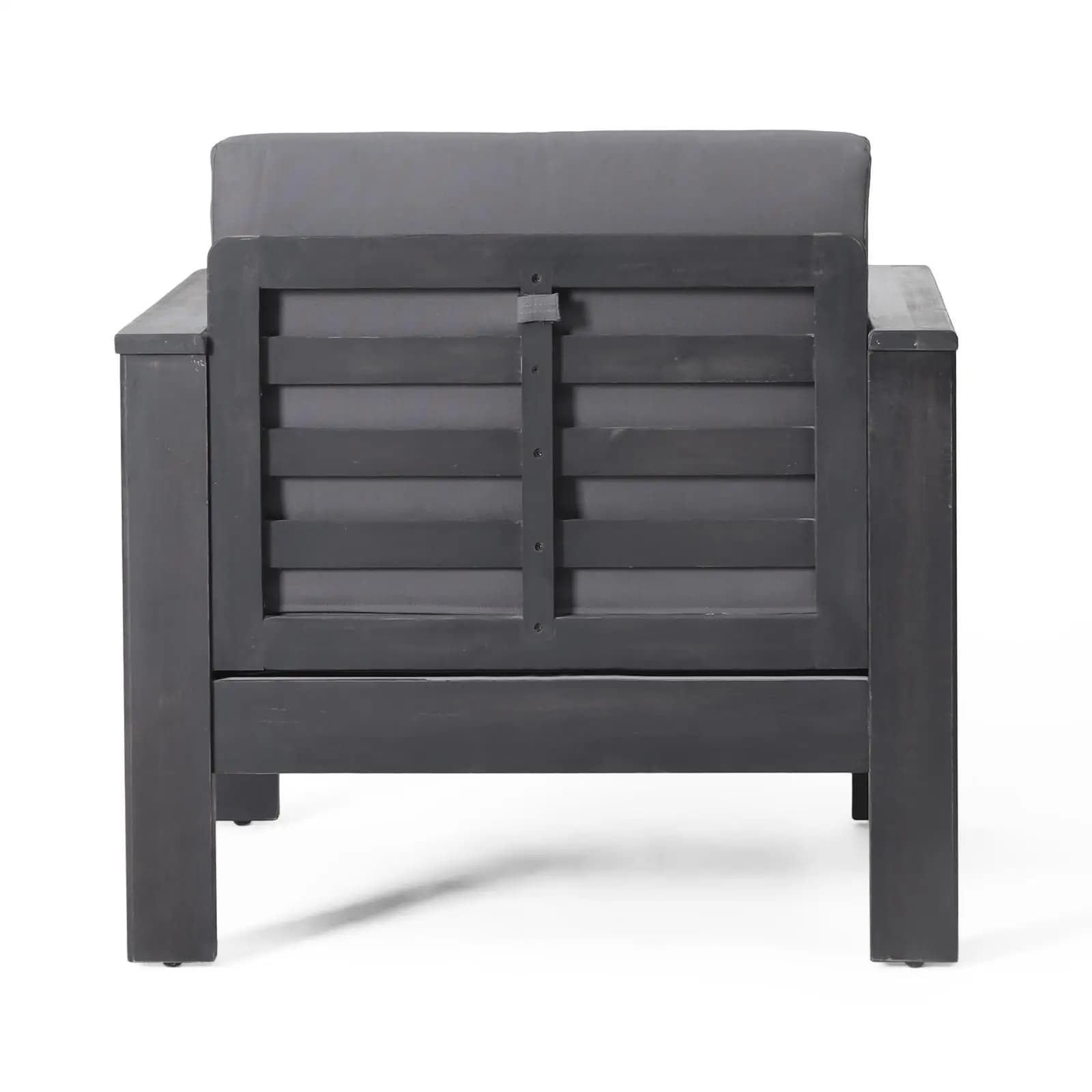 Sedie club da esterno in legno di acacia con cuscini, grigio scuro, 27,75" P x 32" L x