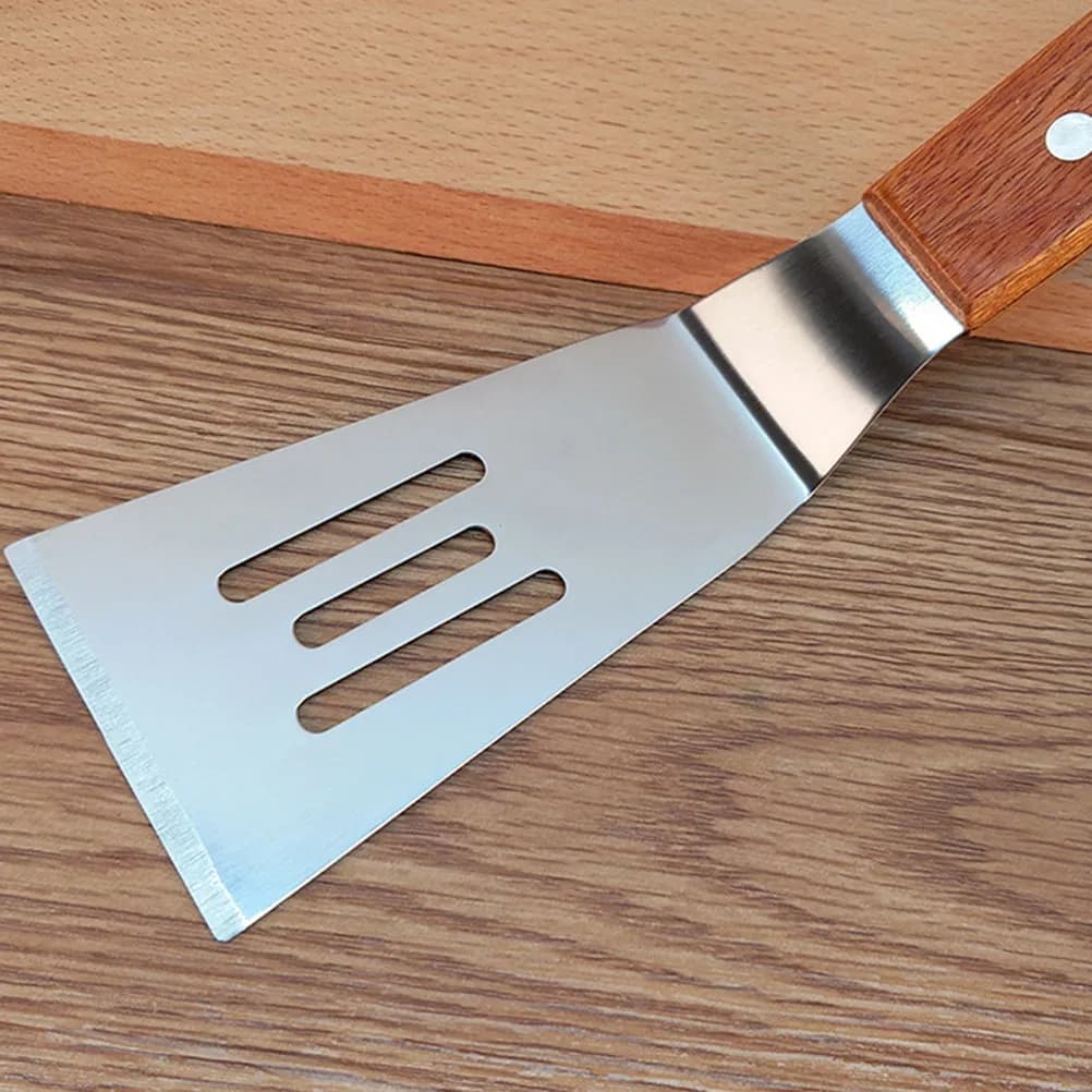 2Pcs Metal Pizza Spatula with Wood Handle Pizza Server Turner for Pizzeria Home Baking Cake Pie Serving Portable Dishwasher Safe