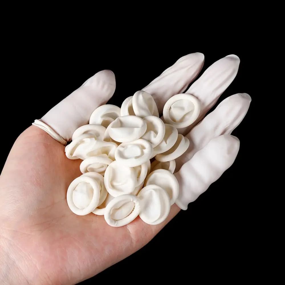100PCS Guanti monouso in gomma naturale con copertura per le dita Guanti protettivi per la punta delle dita in lattice antistatico antiscivolo