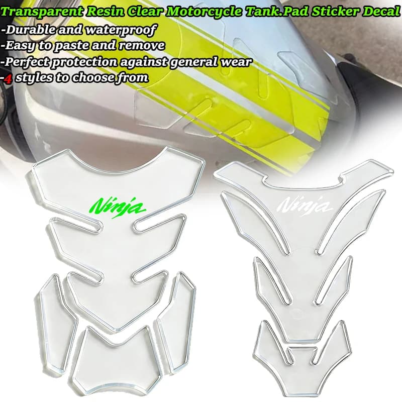 Adesivi Protettivi 3D in Resina Trasparente per Serbatoio Moto, Compatibili con NINJA 250 300 400 500 650 1000 ZX6R ZX10R