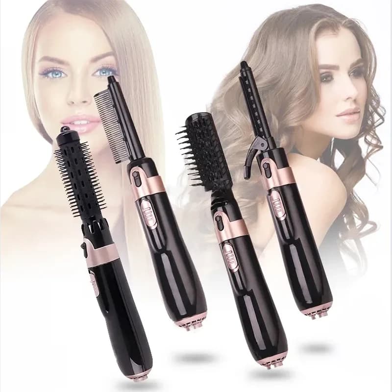4-in-1 hot air brush for styling and control of the frizz effect, with automatic rotation, negative ionizer and hair dryer function.