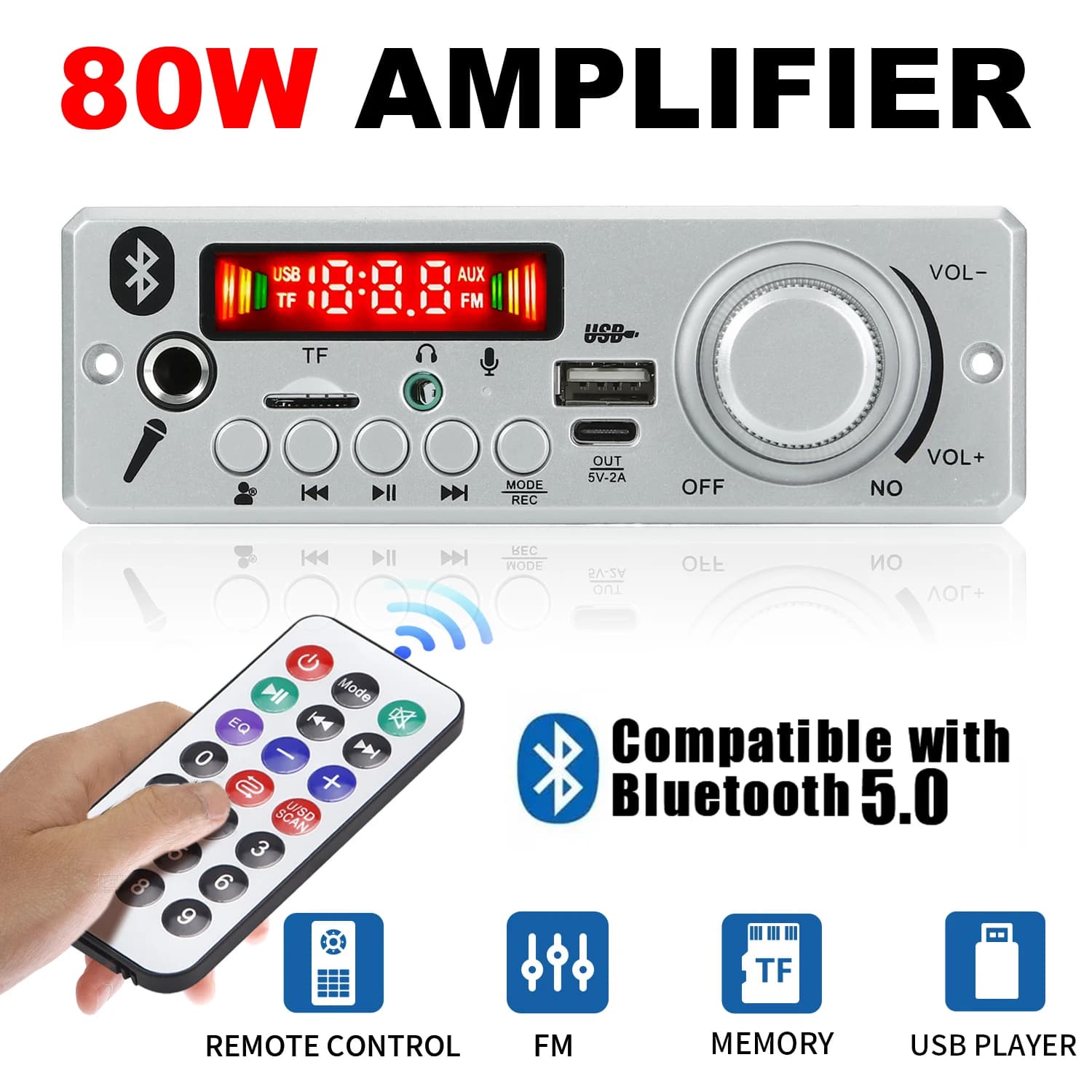 Bluetooth MP3 WMA WAV Decoder Board 40W amplificatore vivavoce Car Audio microfono USB TF FM Radio Mp3 lettore musicale altoparlante DC 12V