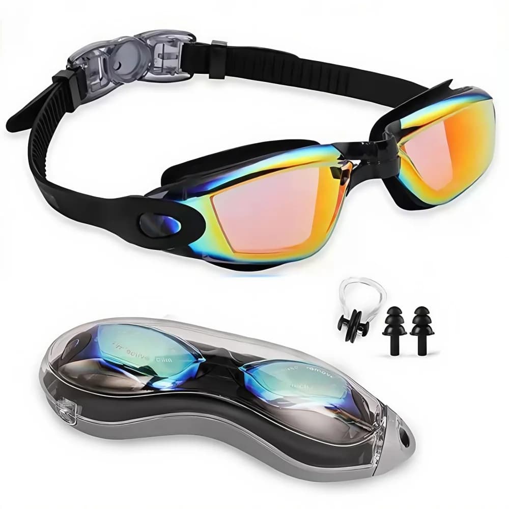 Adult swimwear with nose clip and ear plugs UV anti-fog protection Loss-proof swimwear for men and women