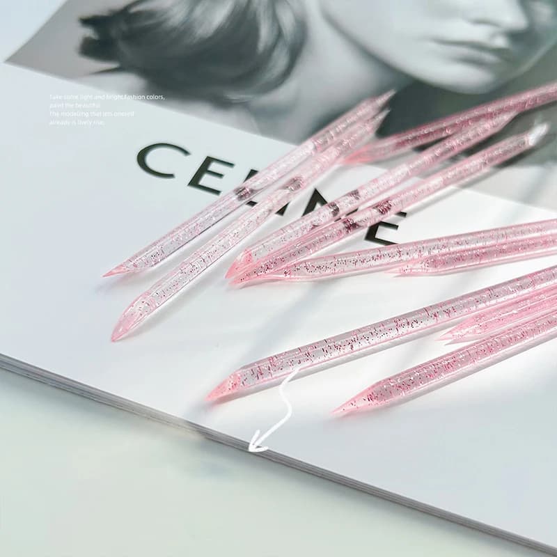100Pcs Reusable Crystal Glitter Stick Double End Nail Art Cuticle Pusher Remover Tool Acrylic Dot Diamond Pen Manicure Tools
