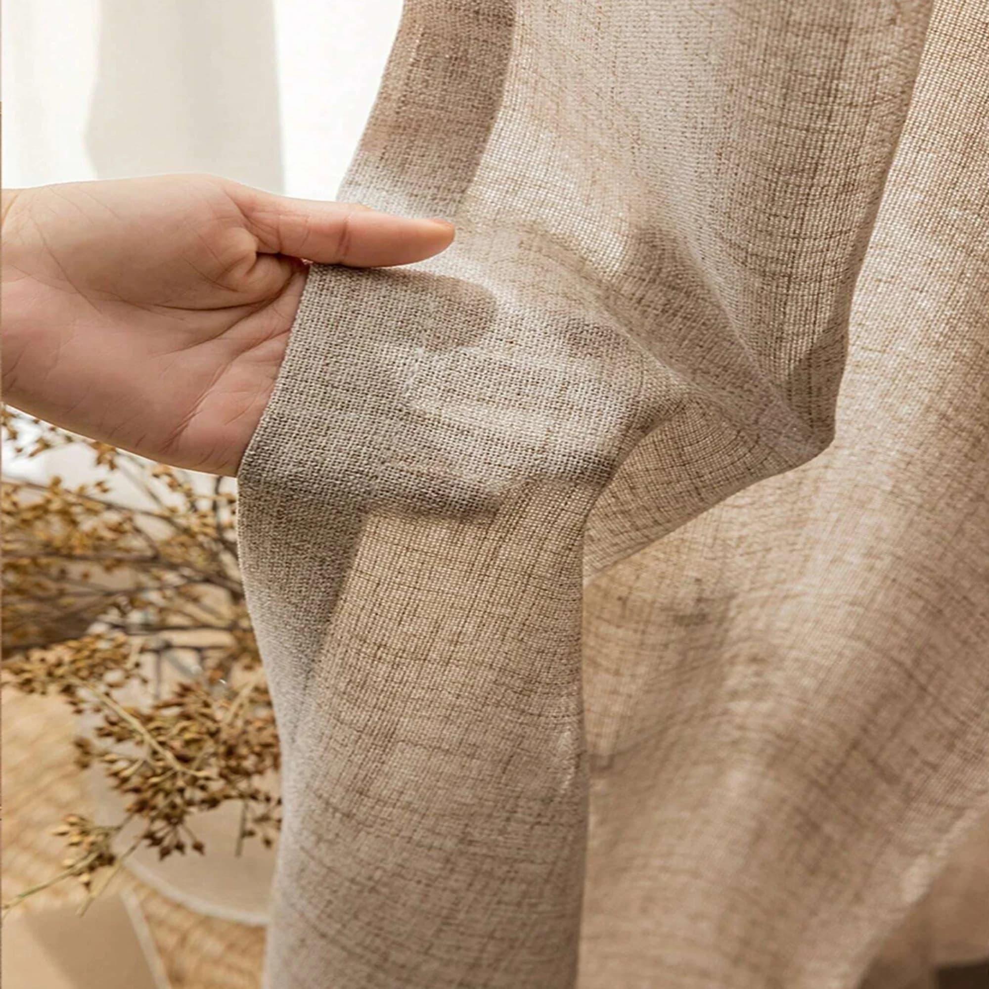 1pc monolayer linen curtains in japanese style, for living room, bedroom furniture, breathable, light filtering