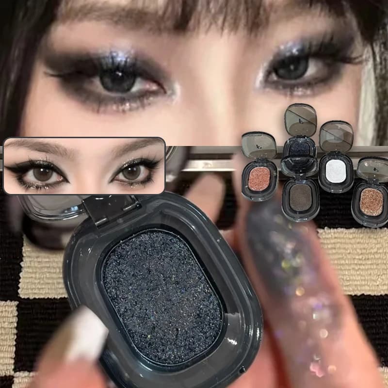 Punk Smoky Black Eyeshadow Palette per trucco Glitter Metallic Argento scuro Ombretto Evidenziatore Pigmenti per occhi marroni perlati Cosmetici