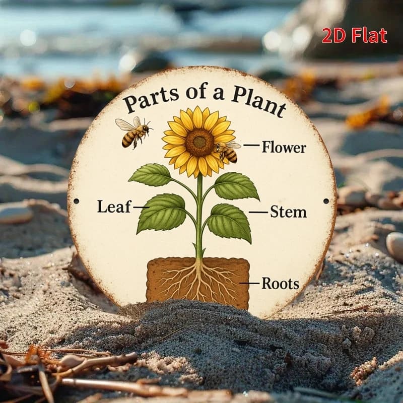 Discs in Educational Wood 2D Sunflower: Design with Plants, Flowers, Leaves, Stems, Roots and Seeds for School classroom and Family Learning