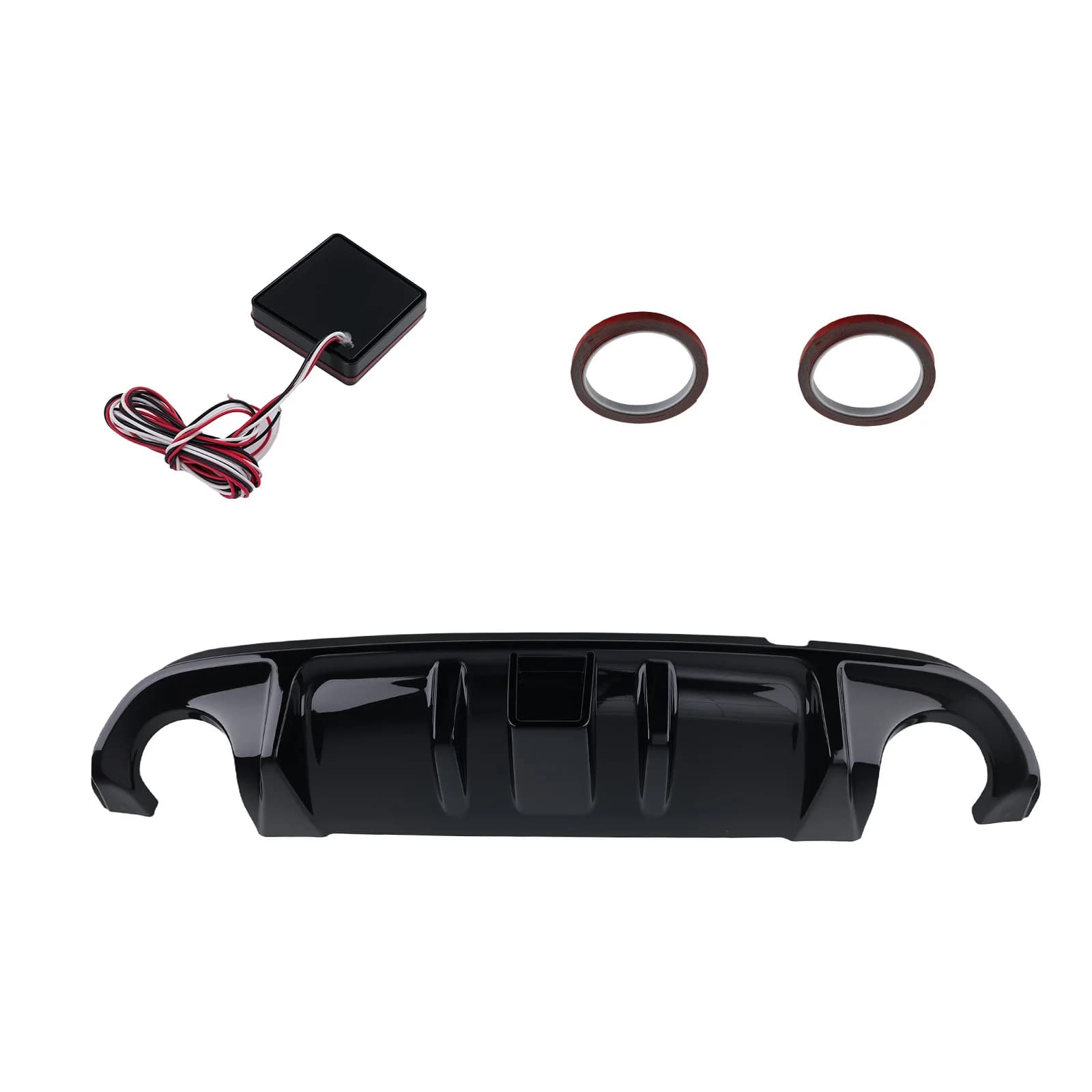 Diffusore paraurti posteriore nero lucido con luce freno a LED per Infiniti Q50 2014-2017