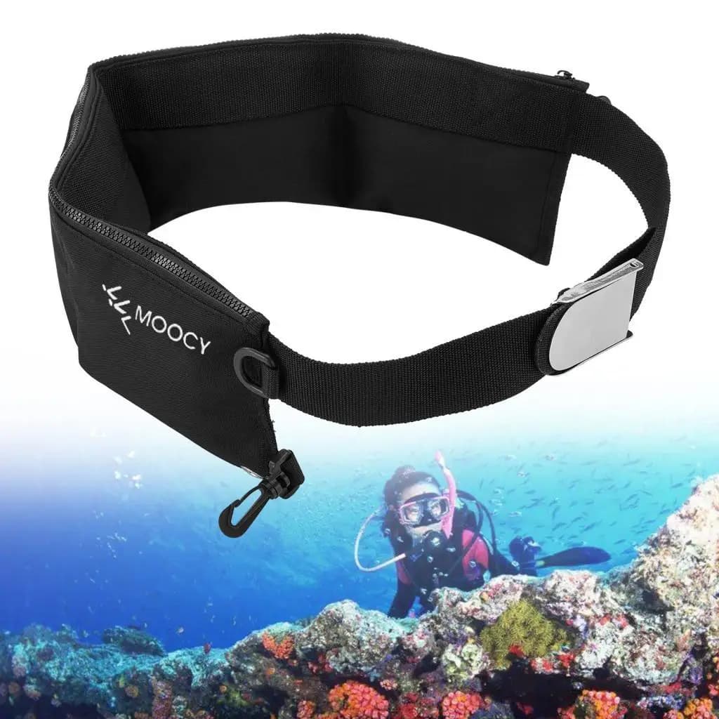 Snorkeling Webbing Weight Pouch Belt Metal Buckle Dive Weight Belt 54inch Long Professional Self Draining Pockets Adjustable