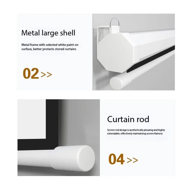 High definition projector curtain remote control 100 inch household conference wall hanging anti-light automatic lifting