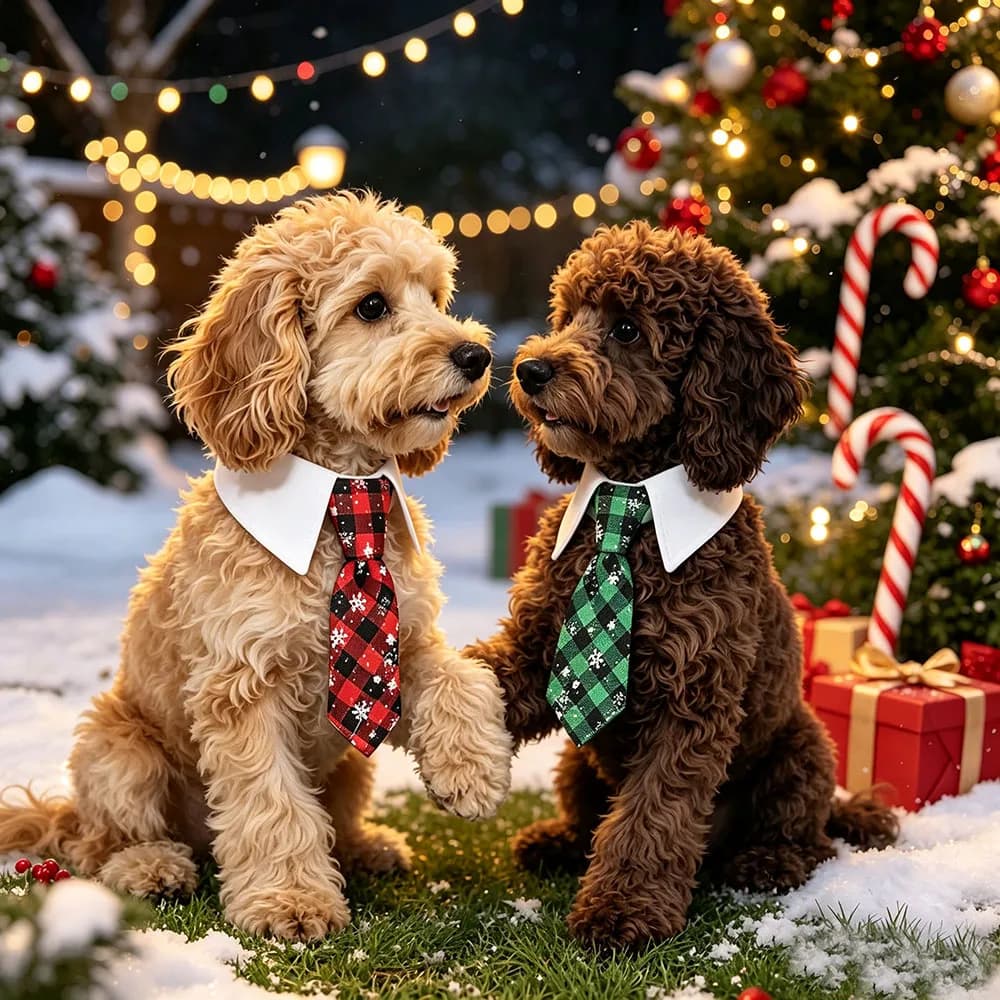 Christmas Dog Necktie , Red Green Pet Christmas Neck Tie Collar for Small Medium Large Dogs Pets