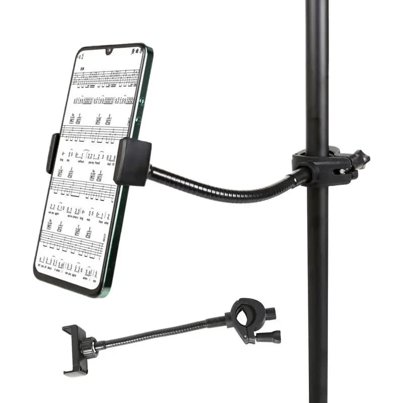 Supporto per telefono per supporto per microfono Supporto per telefono cellulare per supporto per microfono Supporto regolabile con braccio lungo a collo di cigno flessibile per