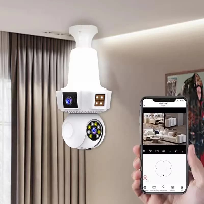 6MP V380pro APP Dual Lens Full Color E27 Wireless PTZ IP Dome Camera AI Rilevazione umanoide Sicurezza domestica CCTV Baby Monitor