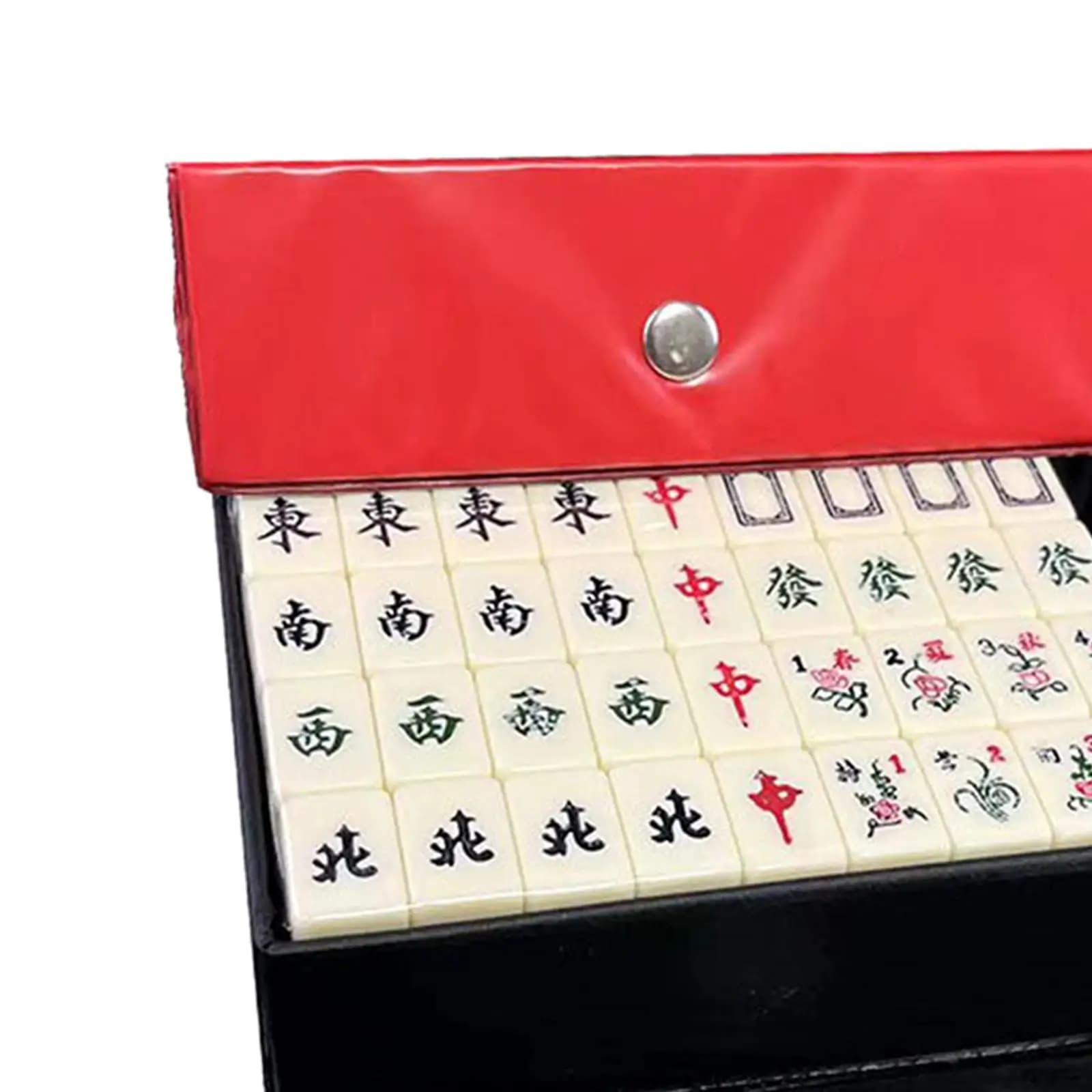 Set di 144 Tessere Mahjong Cinese con Valigetta Portatile in Acrilico, Mini Gioco da Tavolo per Famiglia e Amici