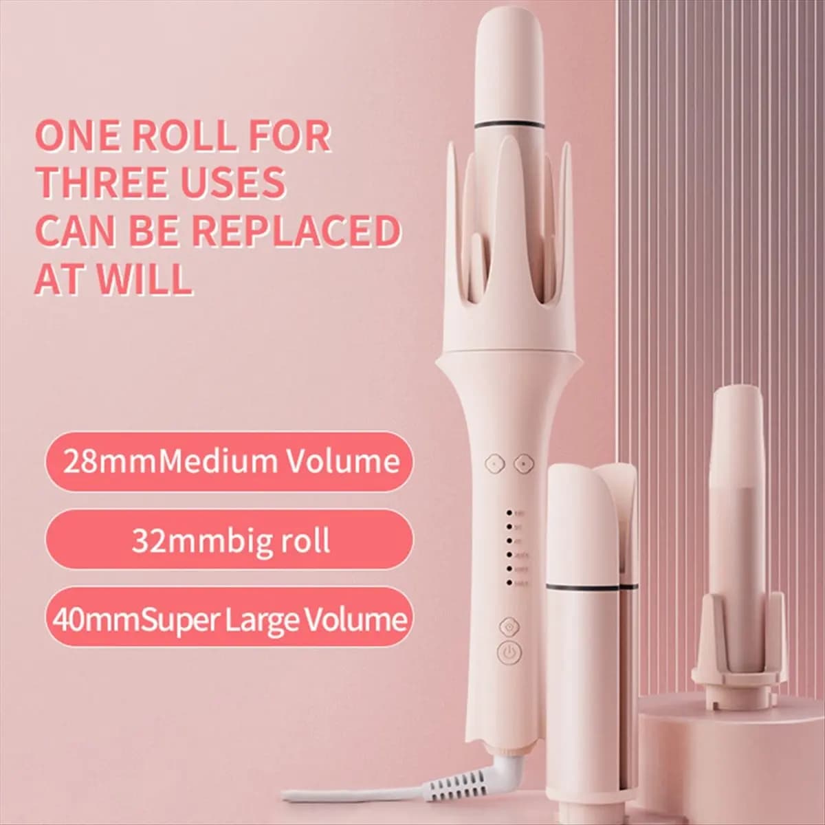 wilwill Automatic Curling Iron for Home Use with Multiple Curling Iron Replacement Heads and A Straightening Brush US Plug