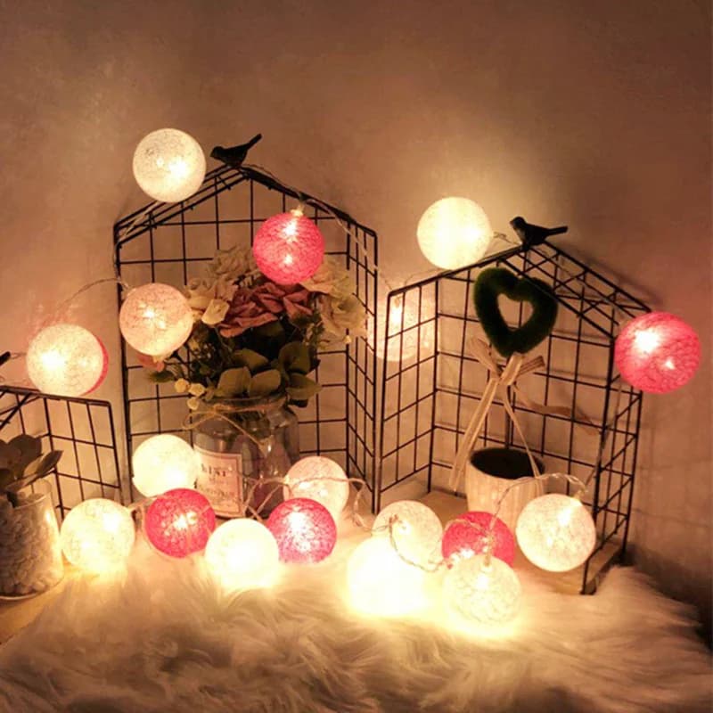 Alimentato a batteria/USB 3M 20LED batuffolo di cotone fata ghirlanda di luci per la casa camera da letto centro commerciale decorazioni per feste di matrimonio di Natale