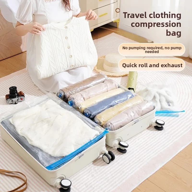 Borsa da viaggio per riporre oggetti, sacchetto arrotolabile, sacchetto sottovuoto portatile per biancheria intima, borsa per biancheria intima, vano bagagli, smistamento e conservazione abiti