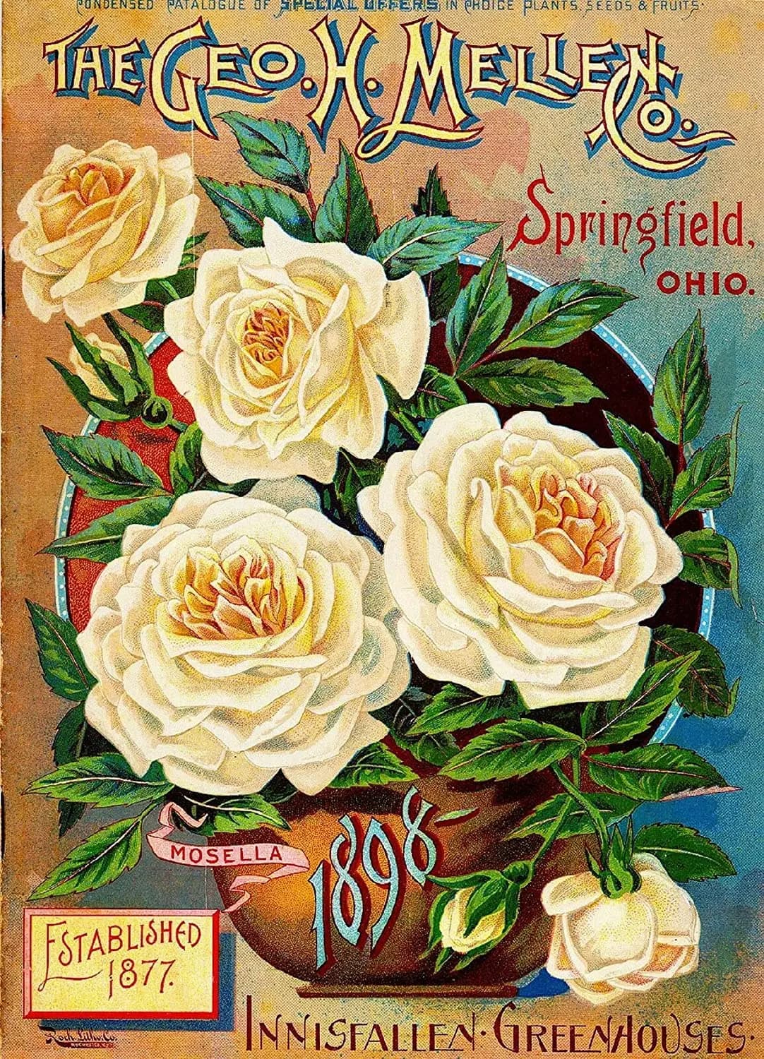 Tymall 1898 Mellen Rose Flowers Seed Packet Catalogue Advertisement House Gift Retro Metal Tin Sign Plaque Poster Wall Deco sign