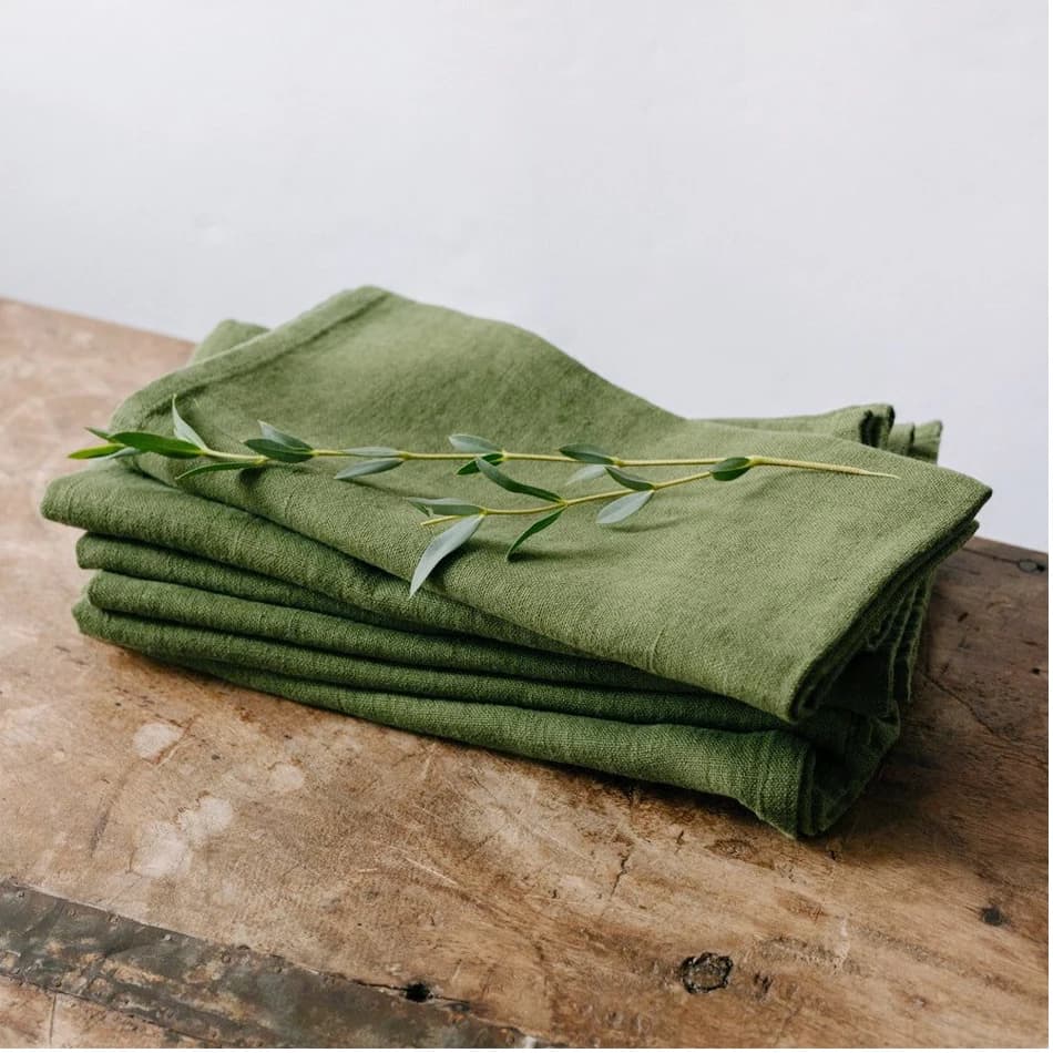 4PCS Linen Napkins,Sage Green Natural Material, 40x40cm Soft Durable Table Napkin,for Dinning Birthday Party Wedding Decor