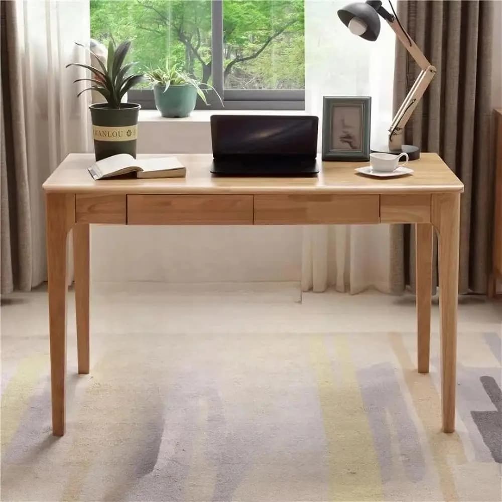 Scrivania in Legno Massello con Ripiano, Piccola Scrivania per Computer o Spazi Ridotti, Scrivania per Gaming, Studio, Ufficio o Lavoro, Scrivania per Studenti o Camera da Letto