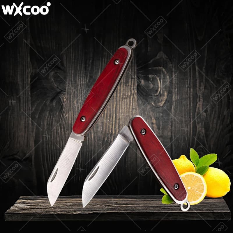 Stainless Steel Fruit Knife Folding Knife Rosewood Handle Multifunctional Kitchen Pocket Knife for peeling fruit Kitchen accessories