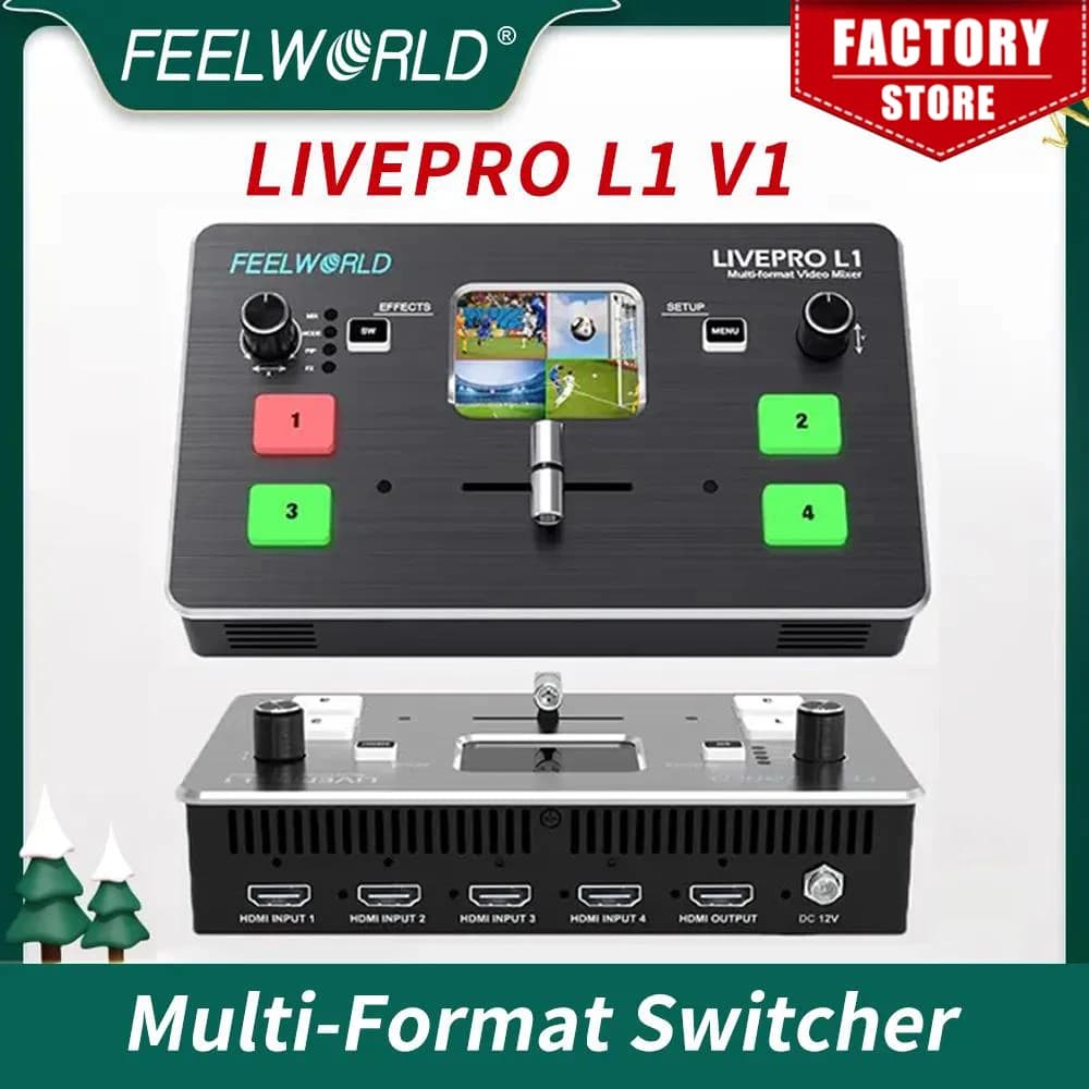 FEELWORLD LIVEPRO L1 4 ingressi HDMI Produzione fotocamera USB3.0 Streaming live Youtube Mixer video multiformato Switcher