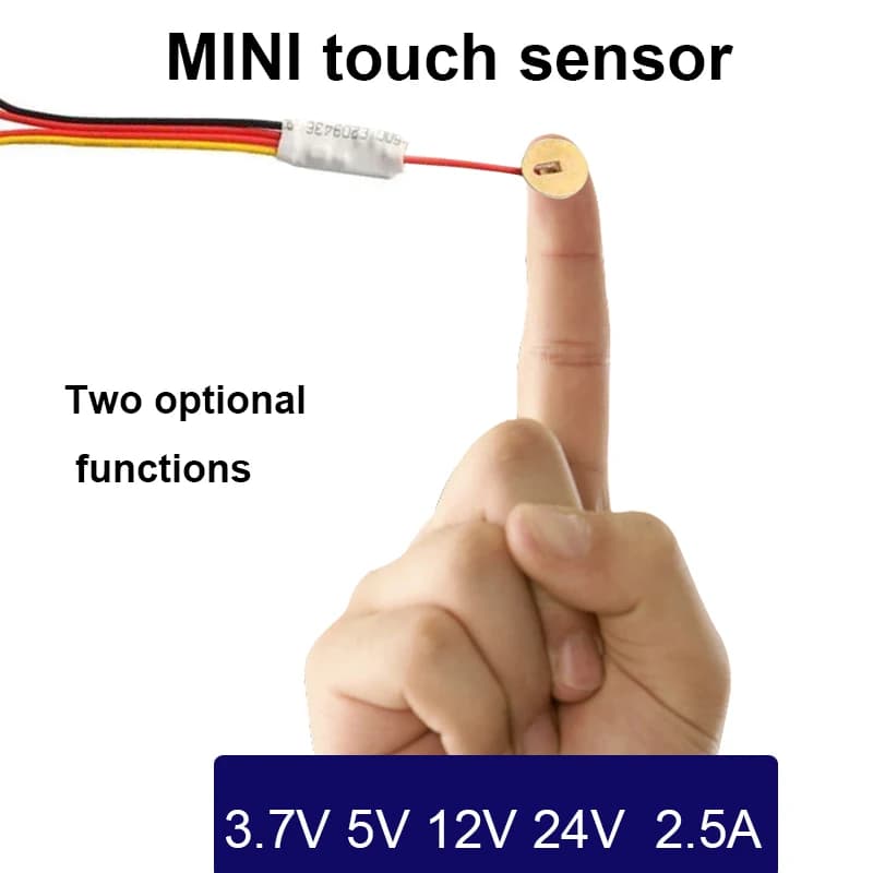 Interruttore sensore tattile MINI 3,7-24 V 2,5 A, controllo tattile dual mode, per luce LED/livello acqua, pannello in plastica/vetro da 4 mm