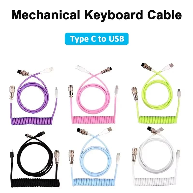 Mechanical Keyboard Coiled Cable Aviator Cable Type-C to USB Computer Aviation Connector Cable For Gaming Keyboard Accessories