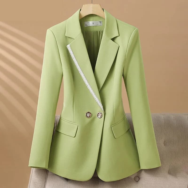 Blazer da donna alla moda a maniche lunghe, giacca formale slim primaverile autunnale da donna per l'ufficio, blazer da lavoro, capospalla femminile