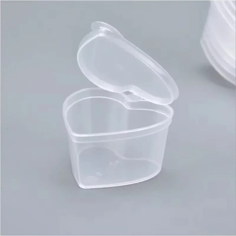 10Pcs 45ml Love Heart Shaped Storage Box Transparent PP Sealed Box With Cover DIY Slime Pudding Handmade Packaging Container