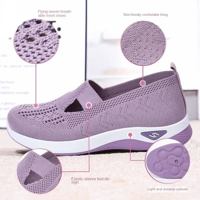 2026 Womens Spring Summer Knit Slip On Sneakers Breathable Mesh Casual Shoes with Arch Support Machine Washable Multi Colors