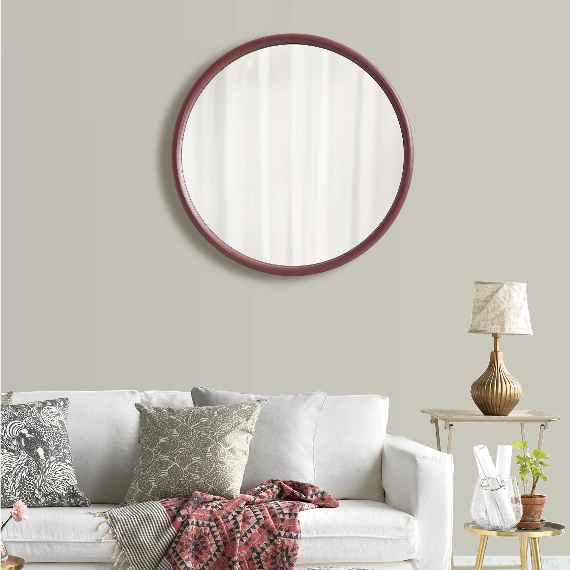 Wall Mounted Makeup Mirror 40cm X 40cm Irregular Design with Wooden Frame Window Decorative Bathroom Vanity Mirror