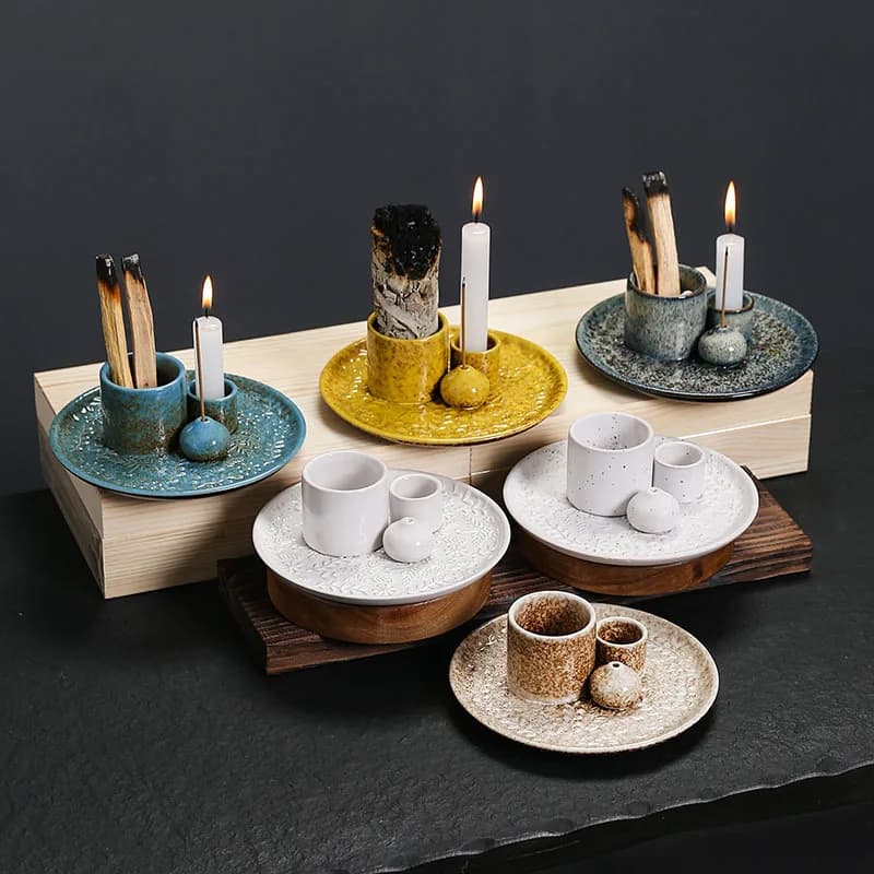1 Pezzo Bruciatore di Incenso in Ceramica - Multifunzionale per Palo Santo, Salvia, Bastoncini, Candele e Cristalli, Ideale per Natale